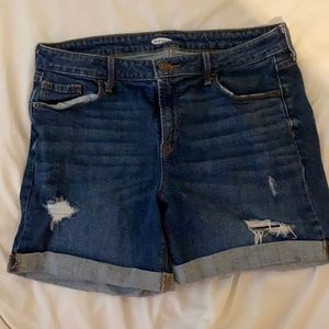 Distressed Old Navy dark wash jean shorts size 10